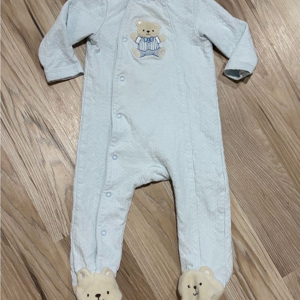 Little Me Light Blue Bear Footie